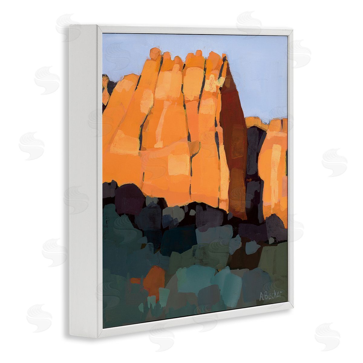 Anne Becker Canyon Side Abstract Landscape Southwestern Mountains White Framed Giclee Wall Art