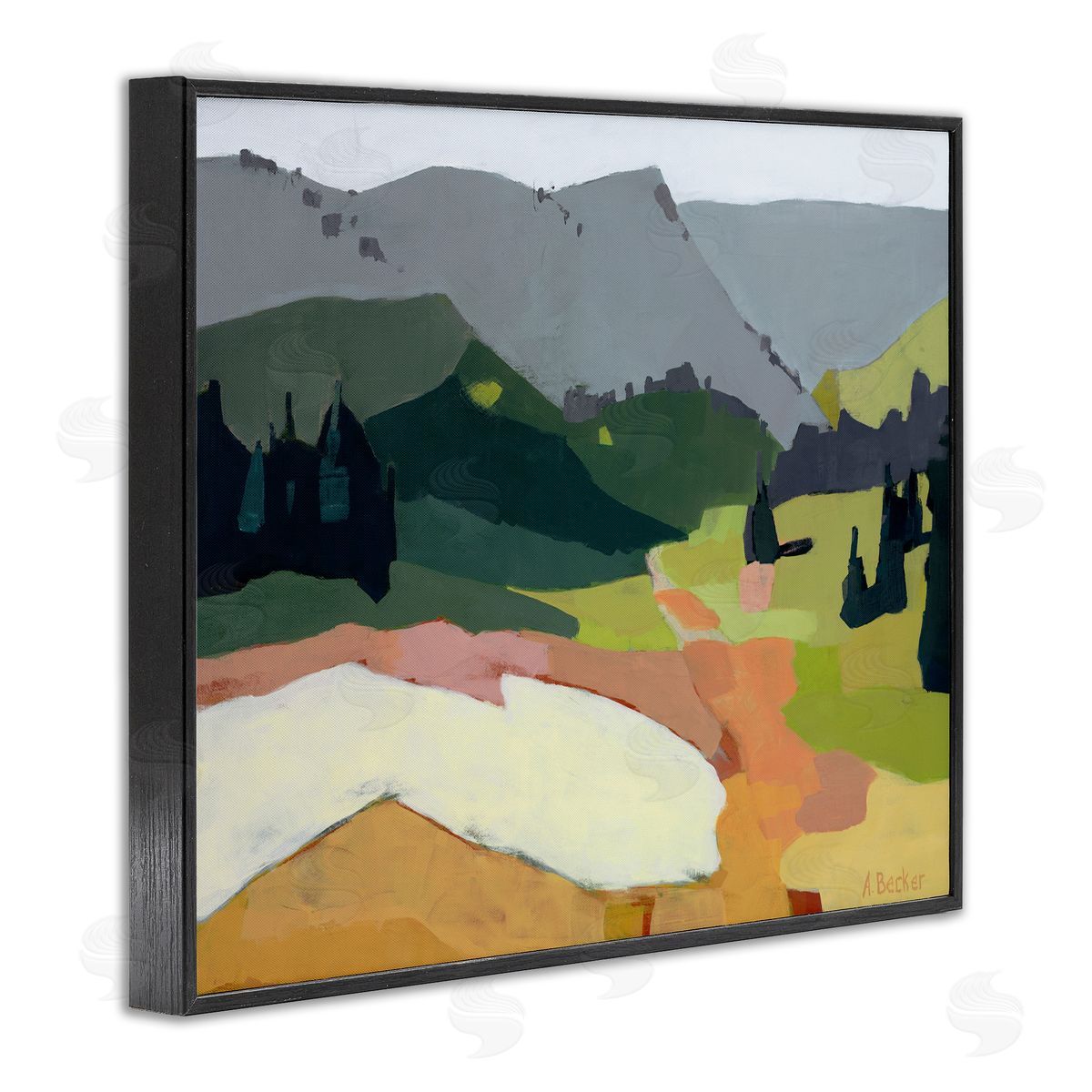 Anne Becker Winter Thawed Abstract Snow Mountain Landscape Black Framed Giclee Wall Art