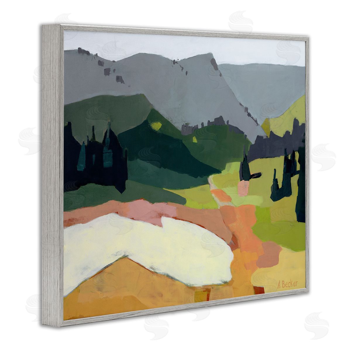 Anne Becker Winter Thawed Abstract Snow Mountain Landscape Gray Framed Giclee Wall Art