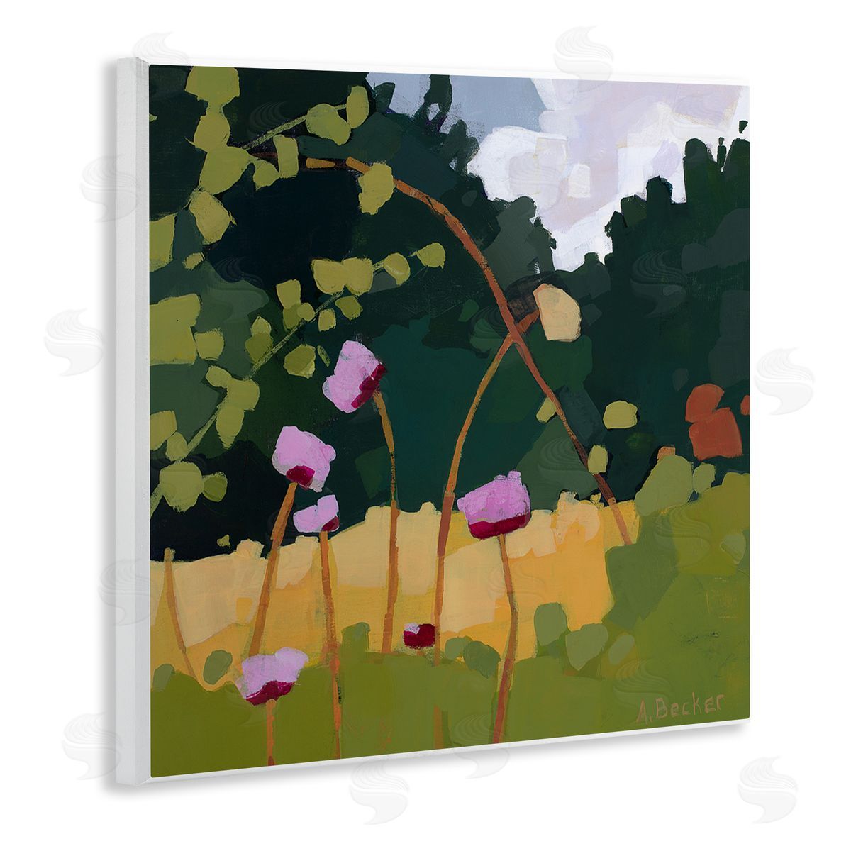 Anne Becker Wildflower Meadow Greenery Abstract Thistle Landscape Wall Plaque Art