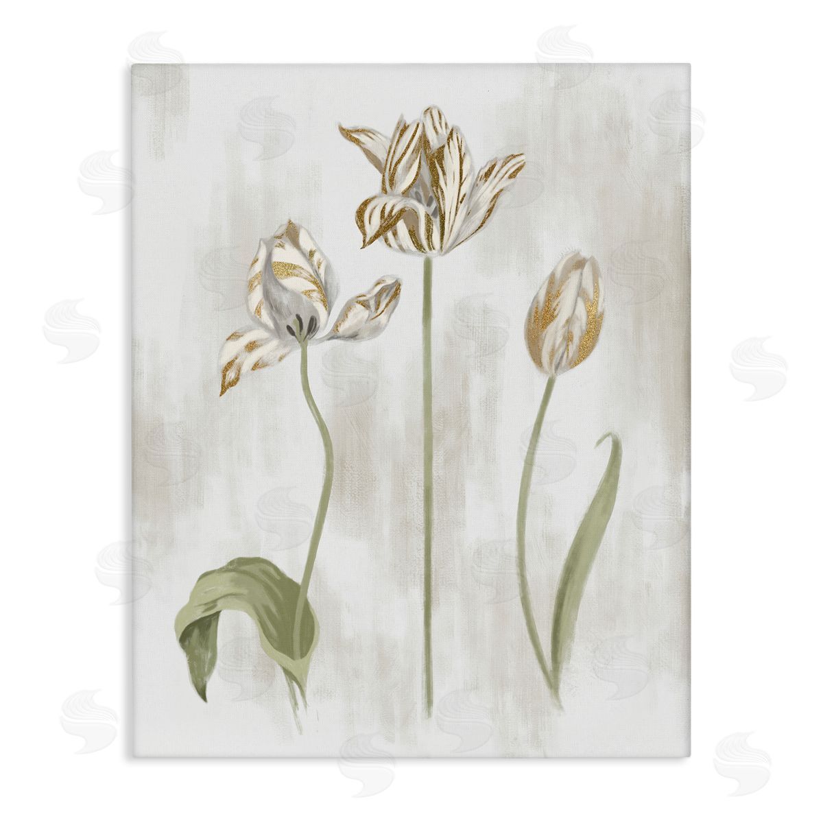 Stupell Studio Golden Irises Blooming over Neutral Beige Canvas Wall Art