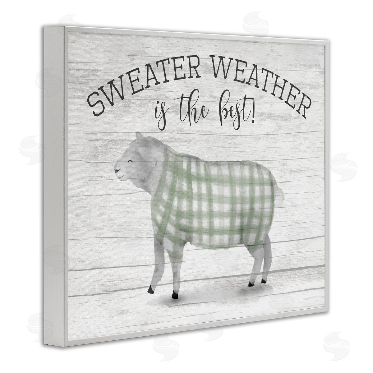 Stupell Studio Sweater Weather Is Best Phrase Rustic Farm Sheep White Framed Giclee Wall Art