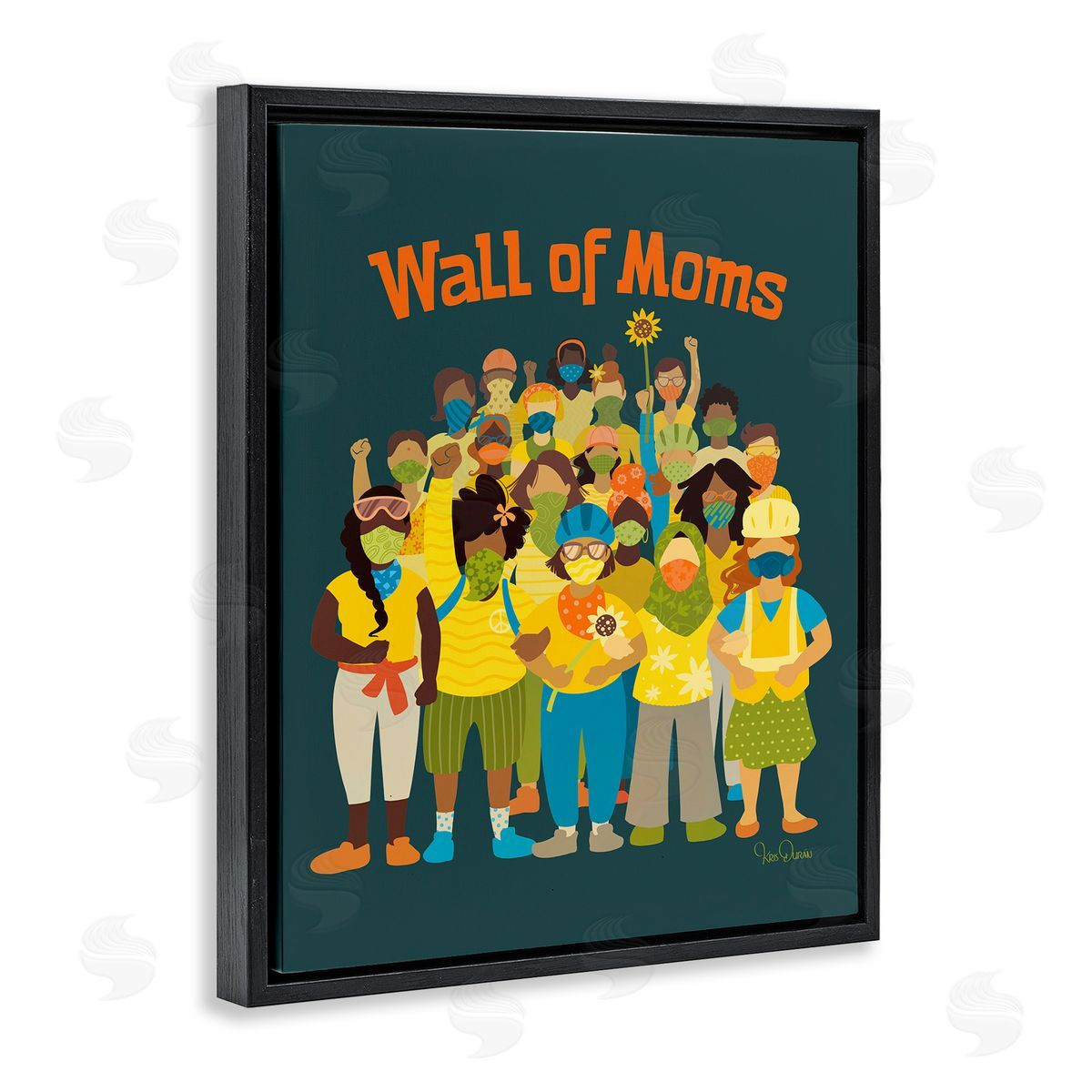 Kris Duran Wall of Moms Illustration Social Justice Statement Black Floater Frame Canvas Art