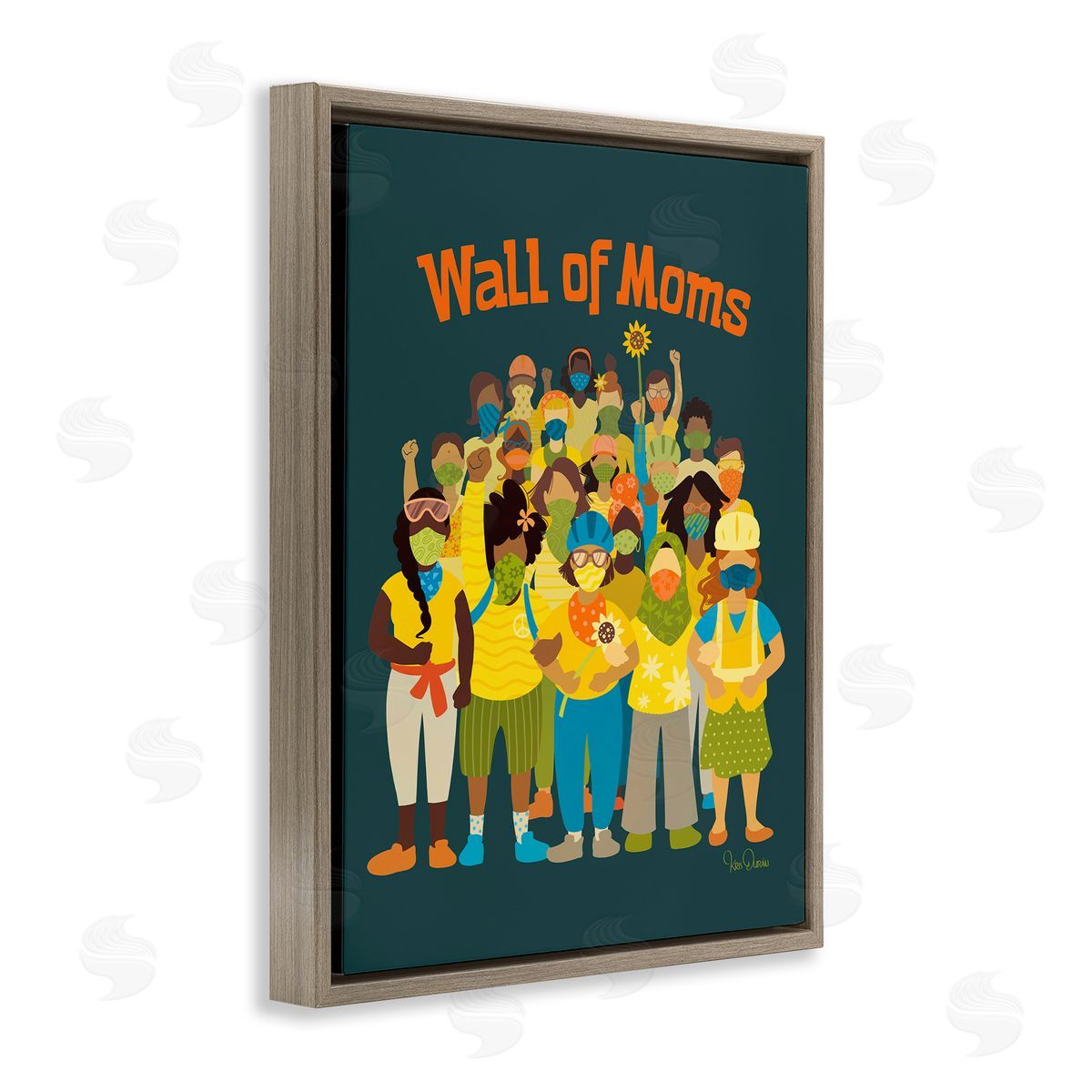 Kris Duran Wall of Moms Illustration Social Justice Statement Brown Floater Frame Canvas Art