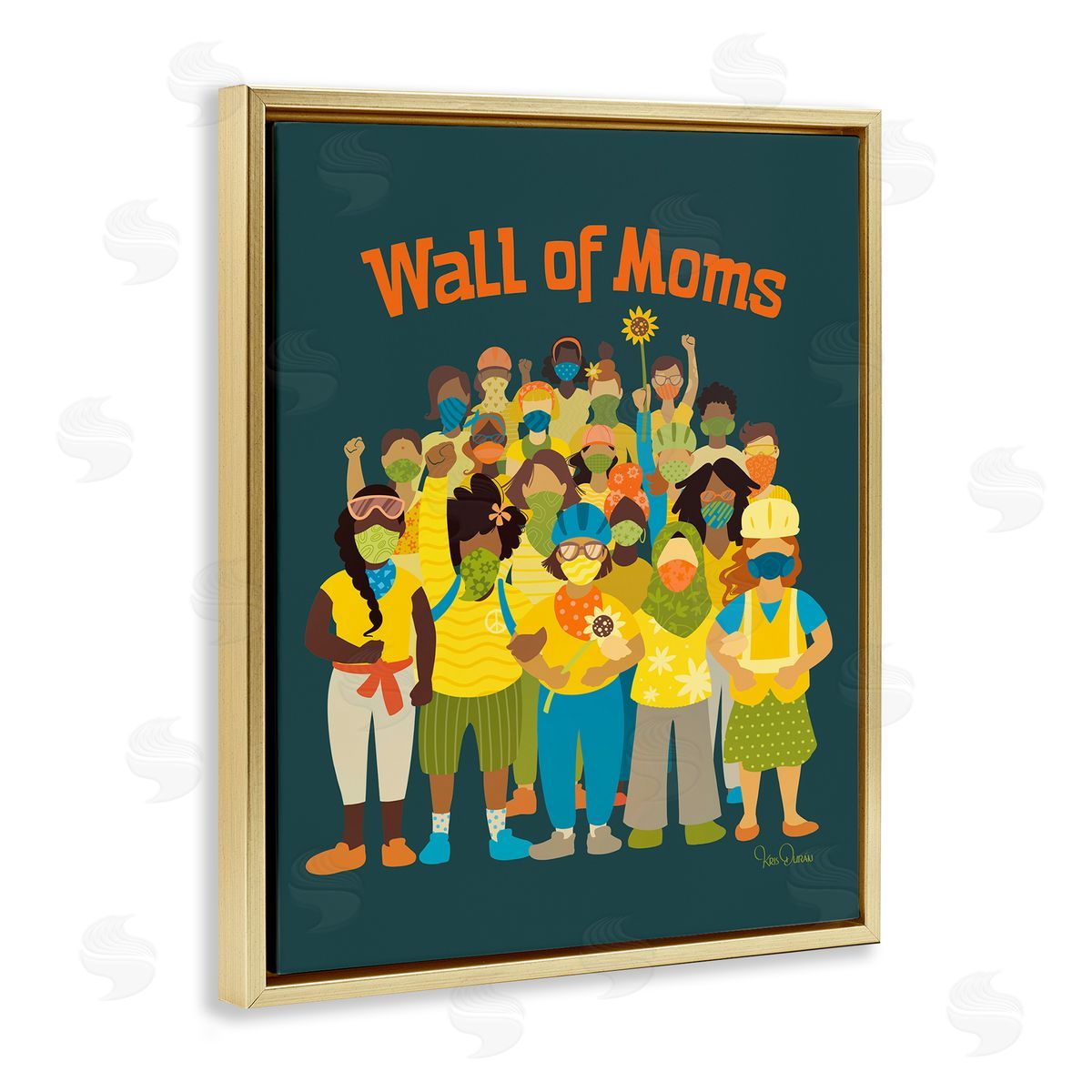 Kris Duran Wall of Moms Illustration Social Justice Statement Gold Floater Frame Canvas Art