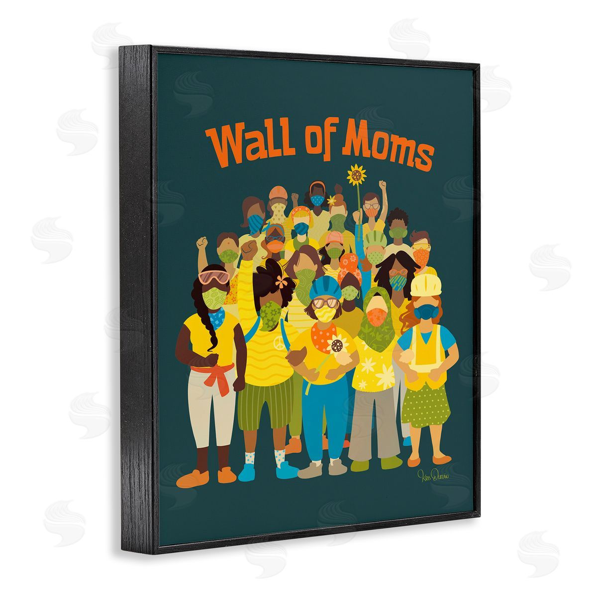 Kris Duran Wall of Moms Illustration Social Justice Statement Black Framed Giclee Wall Art