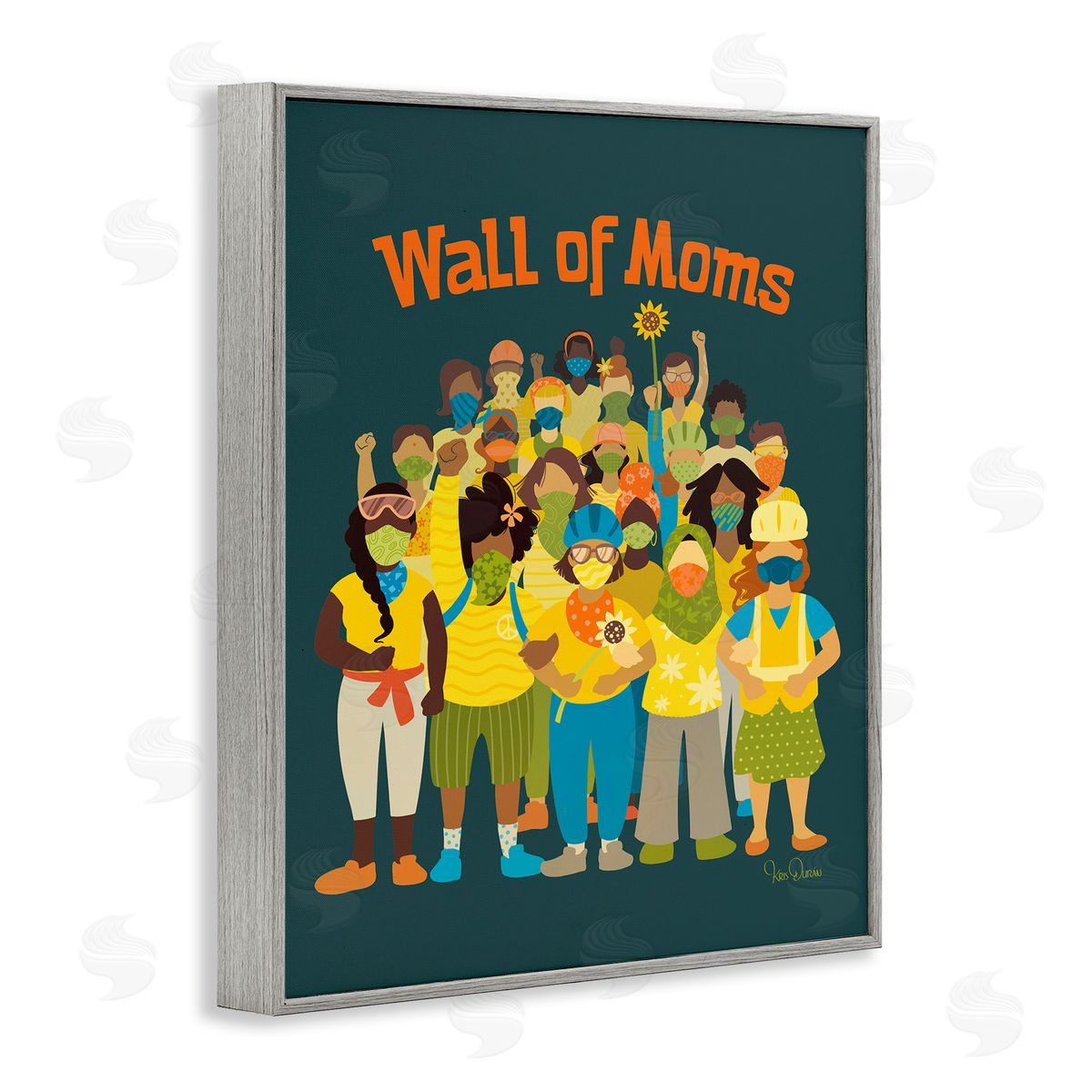 Kris Duran Wall of Moms Illustration Social Justice Statement Gray Framed Giclee Wall Art