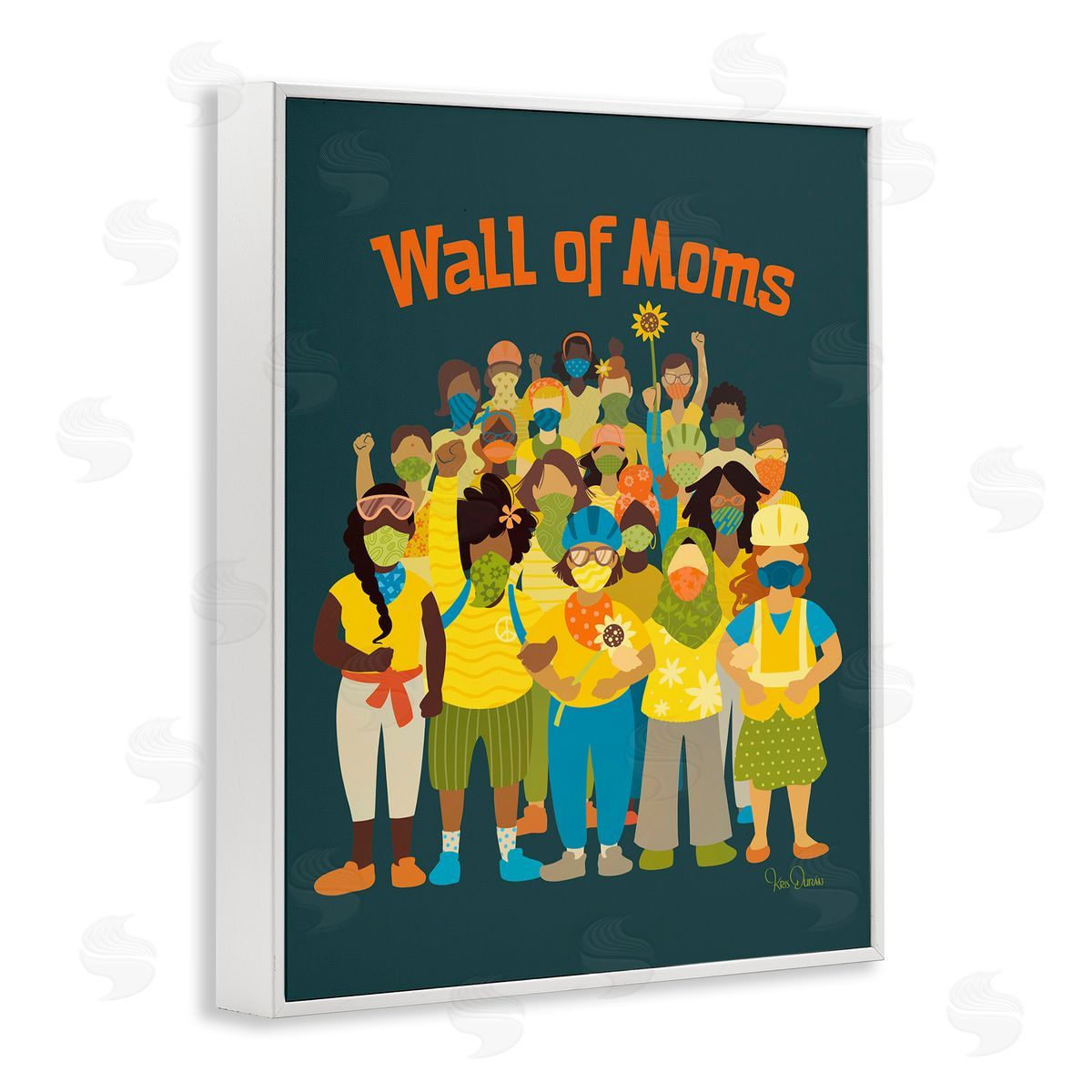 Kris Duran Wall of Moms Illustration Social Justice Statement White Framed Giclee Wall Art