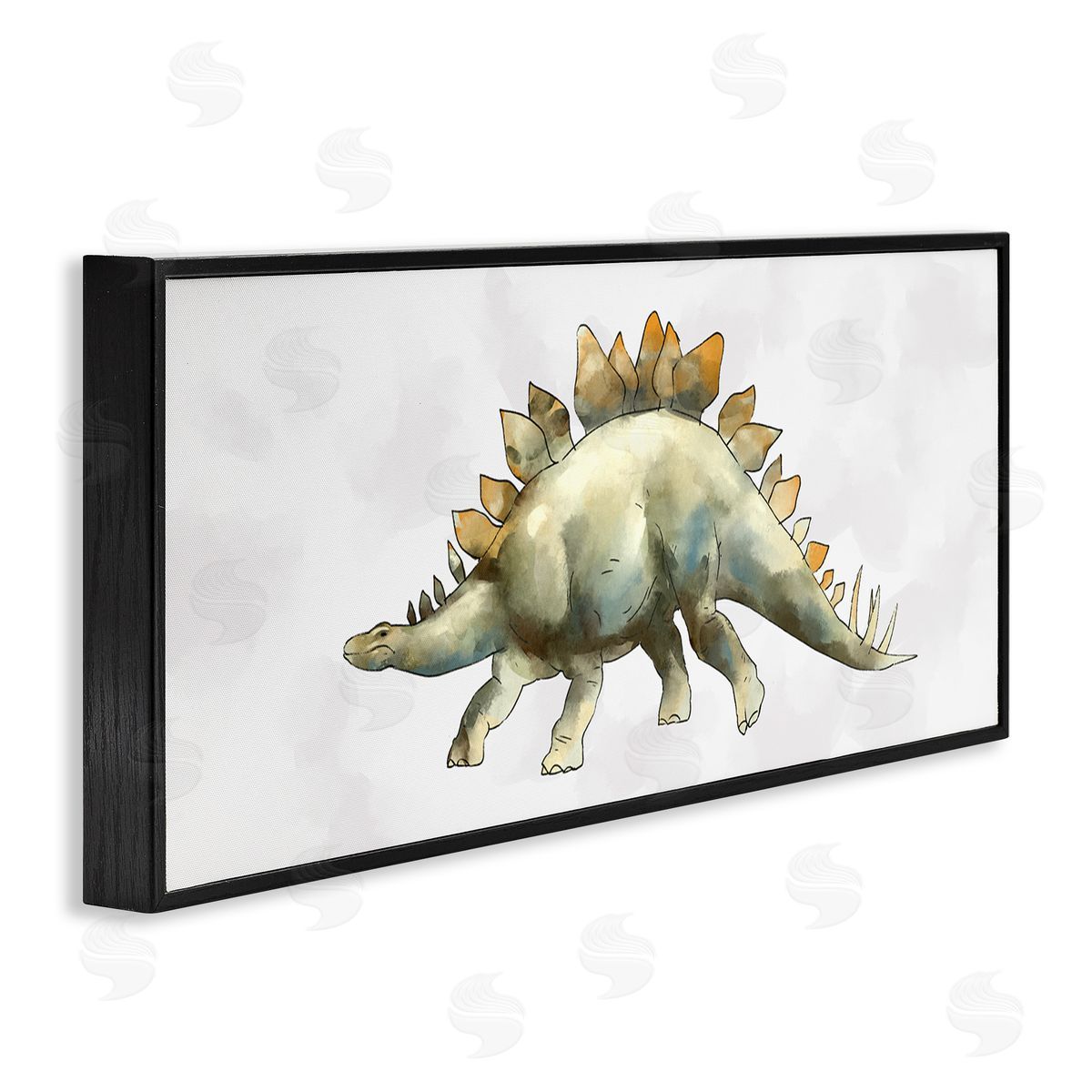Ziwei Li Walking Stegosaurus Green Dinosaur Playful Reptile Black Framed Giclee Wall Art