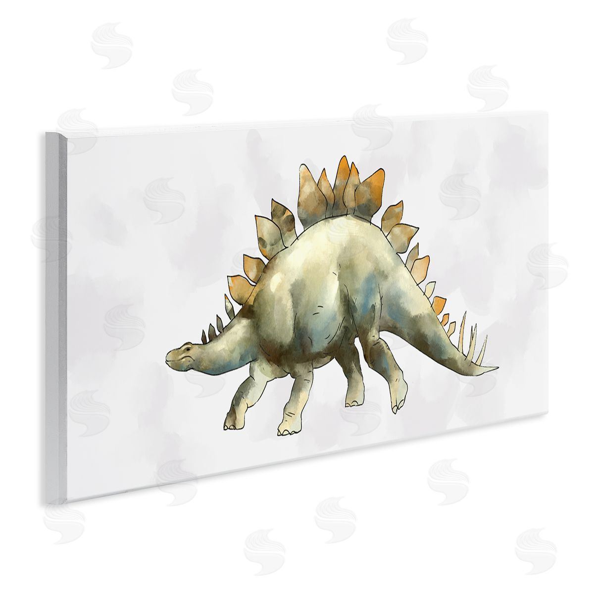 Ziwei Li Walking Stegosaurus Green Dinosaur Playful Reptile Wall Plaque Art