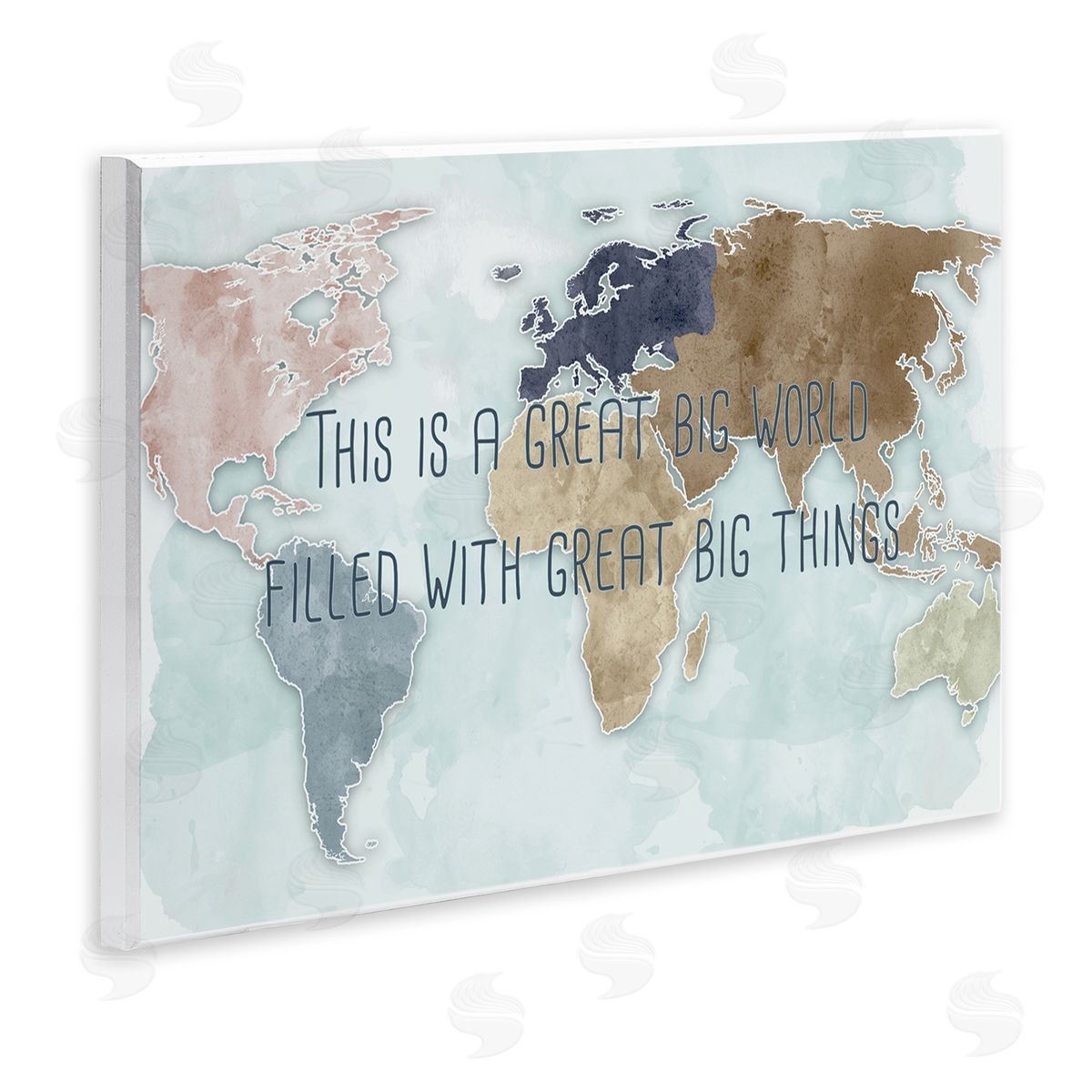 Ziwei Li This is a Great Big World Phrase Map of Continents Wall Plaque Art