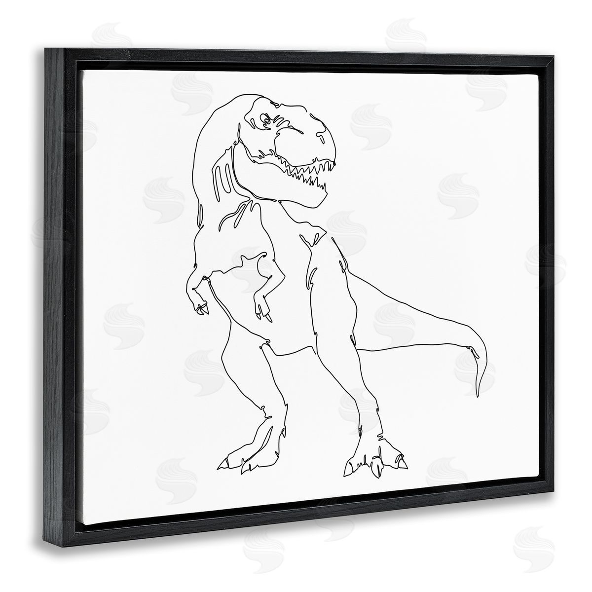 Ziwei Li T-Rex Dinosaur Portrait Minimal Outline Linework Black Floater Frame Canvas Art