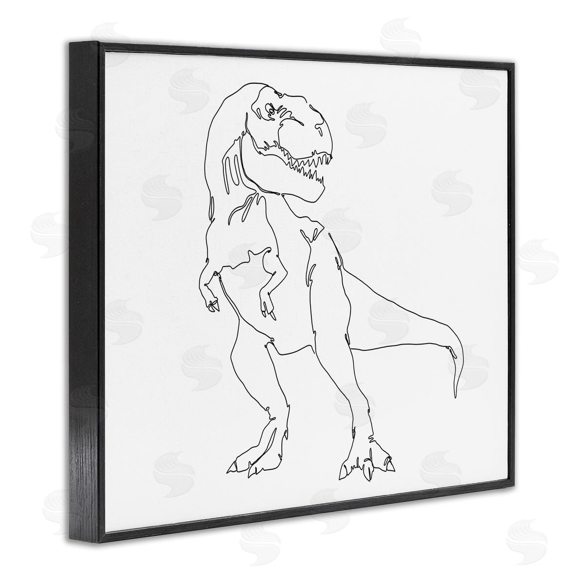 Ziwei Li T-Rex Dinosaur Portrait Minimal Outline Linework Black Framed Giclee Wall Art