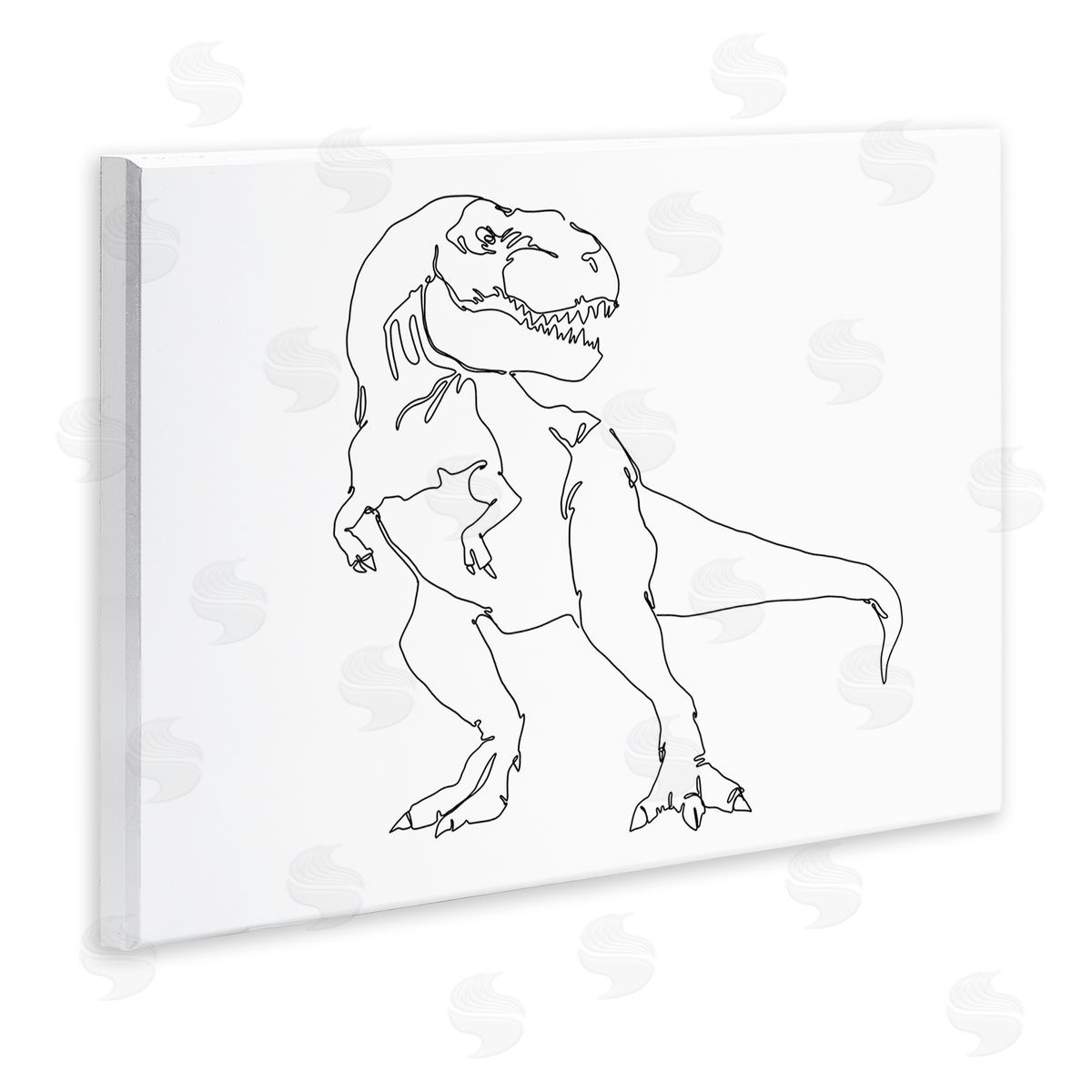 Ziwei Li T-Rex Dinosaur Portrait Minimal Outline Linework Wall Plaque Art