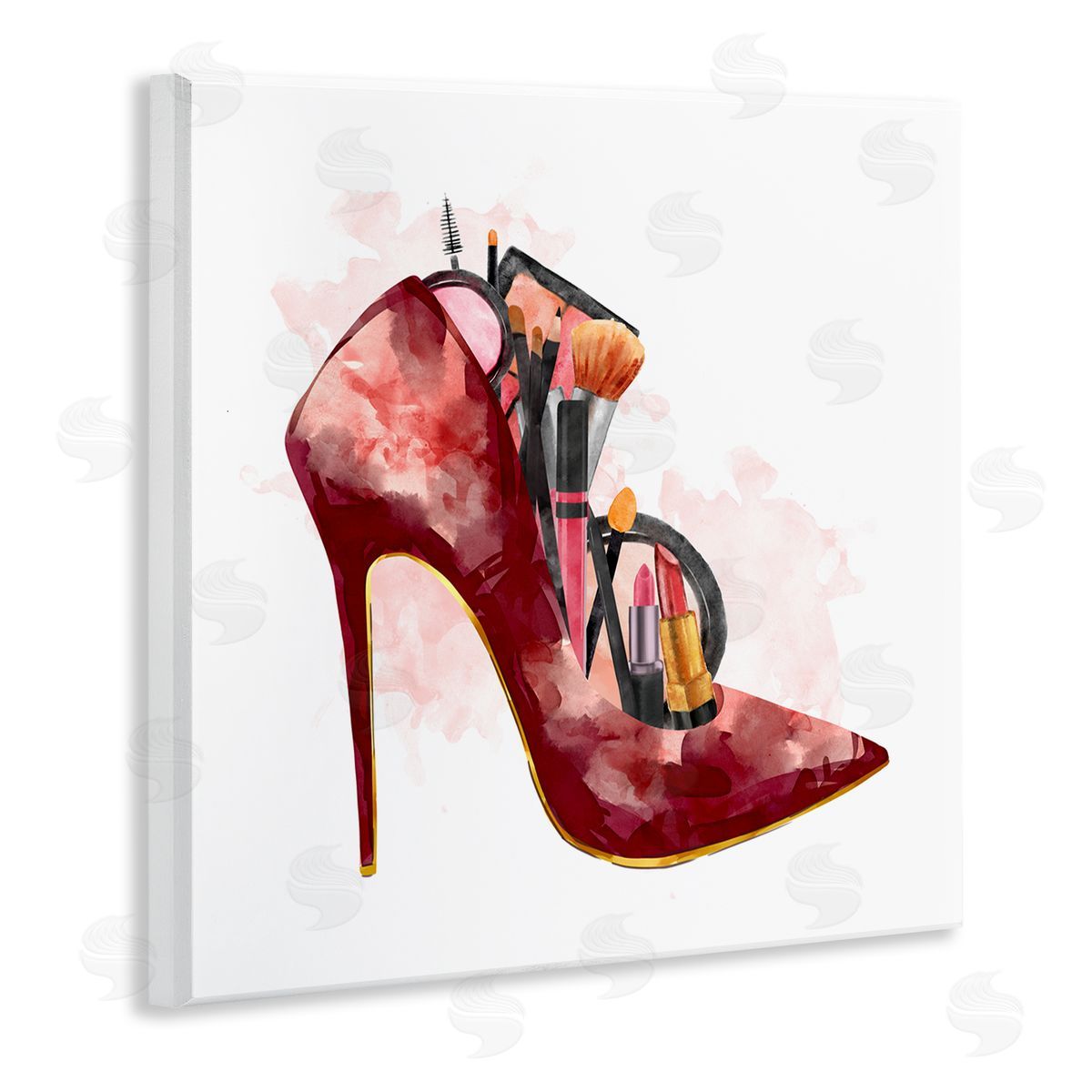 Ziwei Li Red Fashion Heels with Cosmetic Accessories Wall Plaque Art