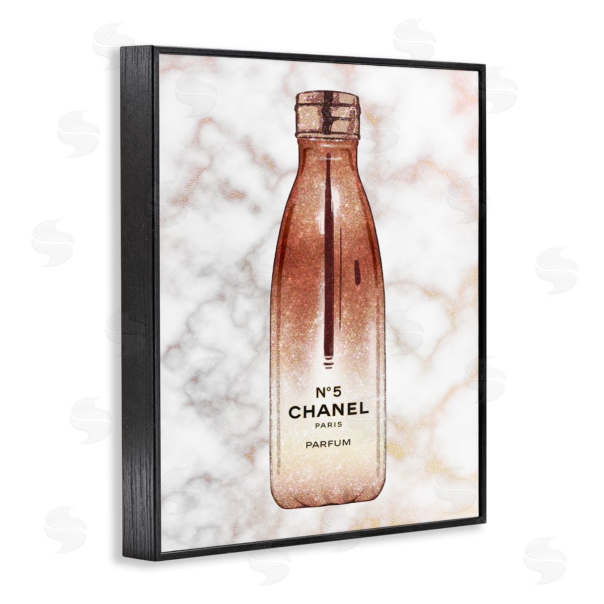 Ziwei Li Women's Fashion Water Bottle over Marble Black Framed Giclee Wall Art