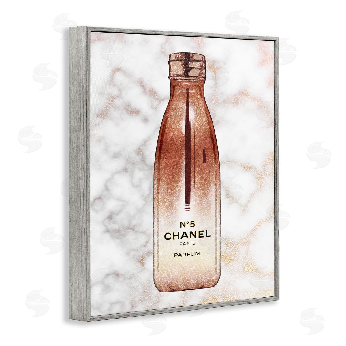 Ziwei Li Women's Fashion Water Bottle over Marble Gray Framed Giclee Wall Art