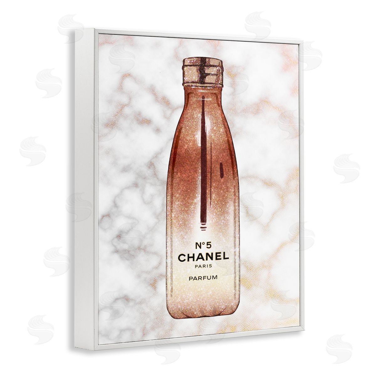Ziwei Li Women's Fashion Water Bottle over Marble White Framed Giclee Wall Art