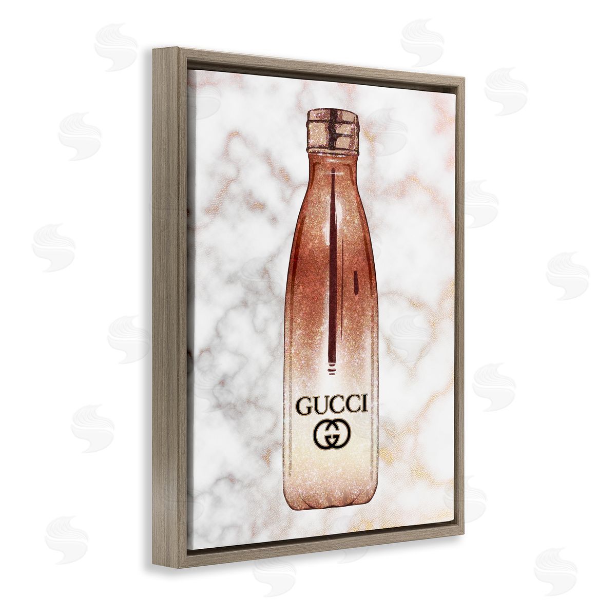Ziwei Li Designer Brand Chic Sports Fashion Bottle Marble Brown Floater Frame Canvas Art