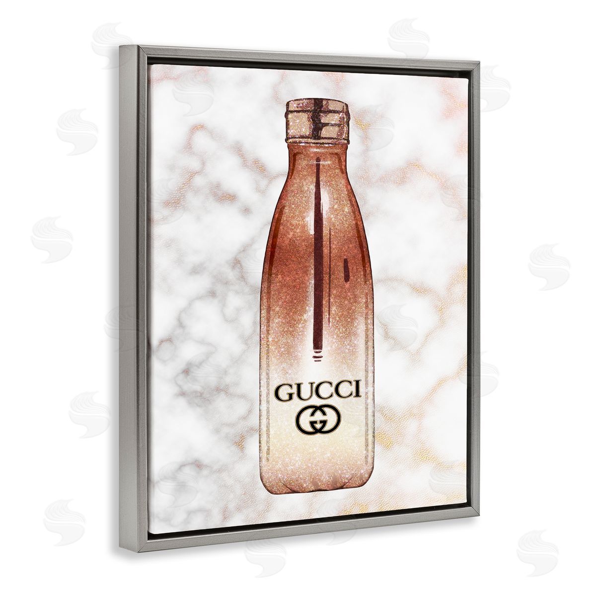 Ziwei Li Designer Brand Chic Sports Fashion Bottle Marble Gray Floater Frame Canvas Art
