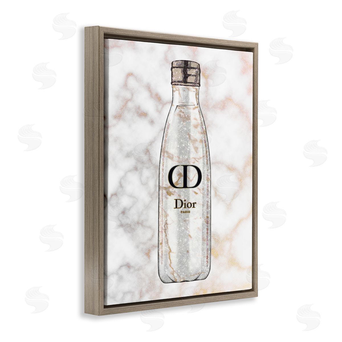 Ziwei Li Sports Bottle Glam Fashion over Marble Brown Floater Frame Canvas Art