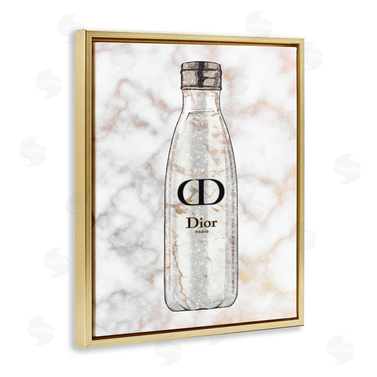 Ziwei Li Sports Bottle Glam Fashion over Marble Gold Floater Frame Canvas Art