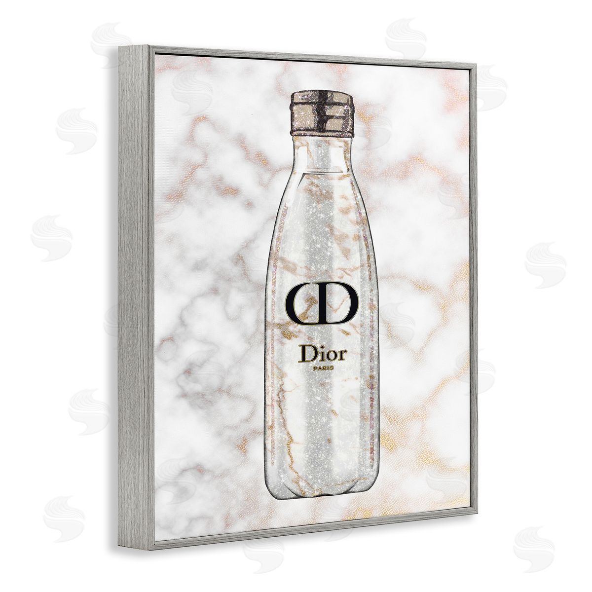 Ziwei Li Sports Bottle Glam Fashion over Marble Gray Framed Giclee Wall Art