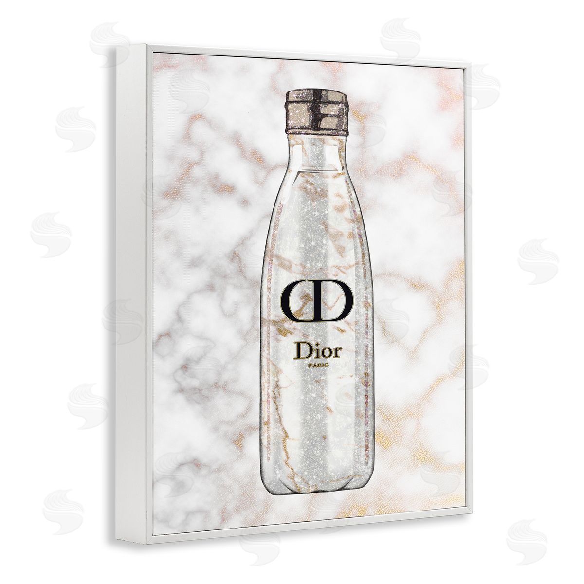 Ziwei Li Sports Bottle Glam Fashion over Marble White Framed Giclee Wall Art