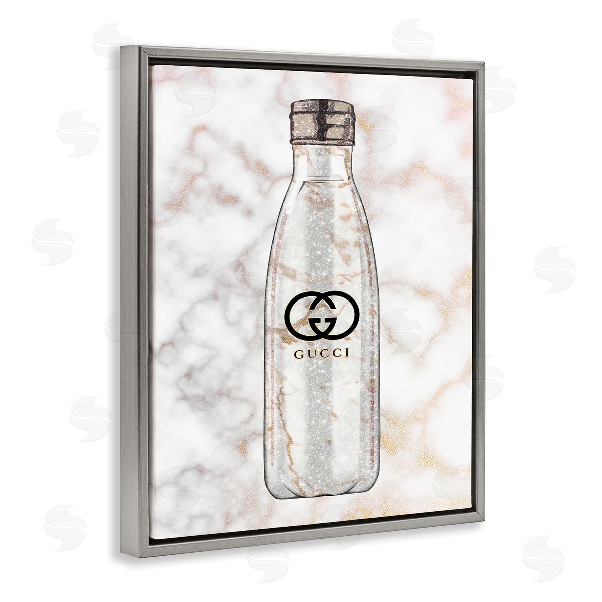 Ziwei Li Chic Sports Bottle Glam Fashion over Marble Gray Floater Frame Canvas Art