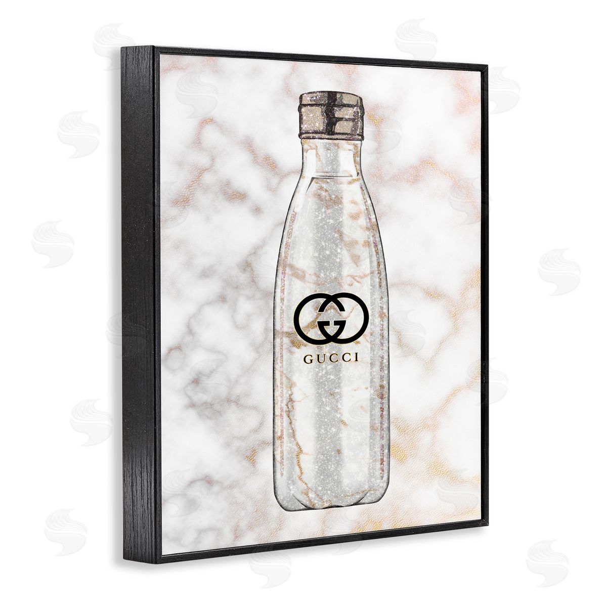 Ziwei Li Chic Sports Bottle Glam Fashion over Marble Black Framed Giclee Wall Art