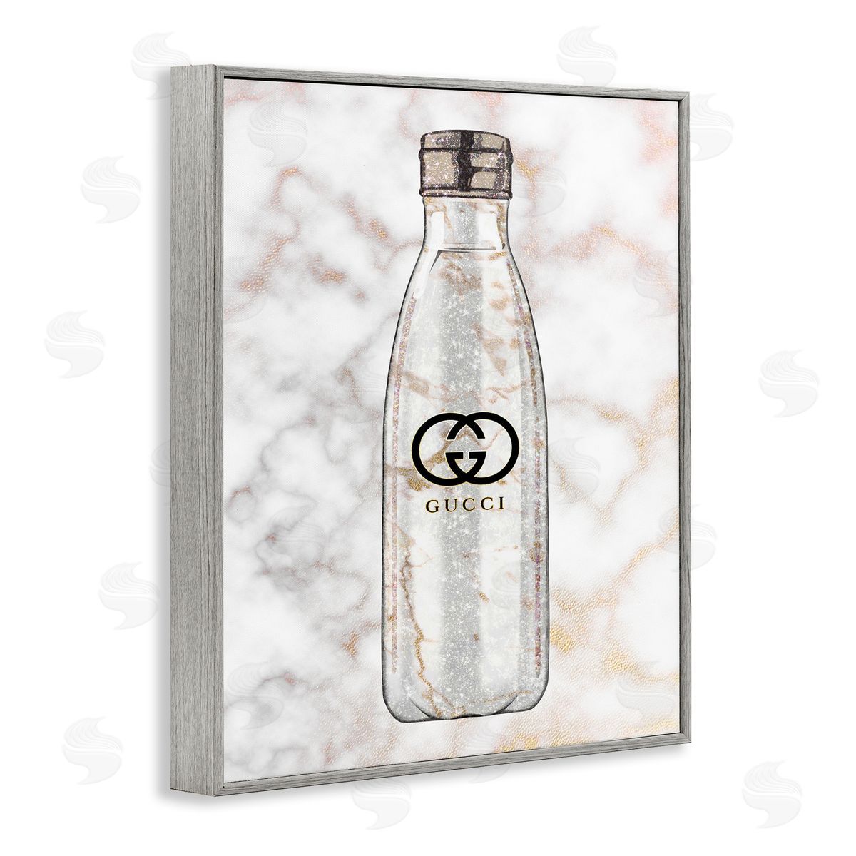 Ziwei Li Chic Sports Bottle Glam Fashion over Marble Gray Framed Giclee Wall Art