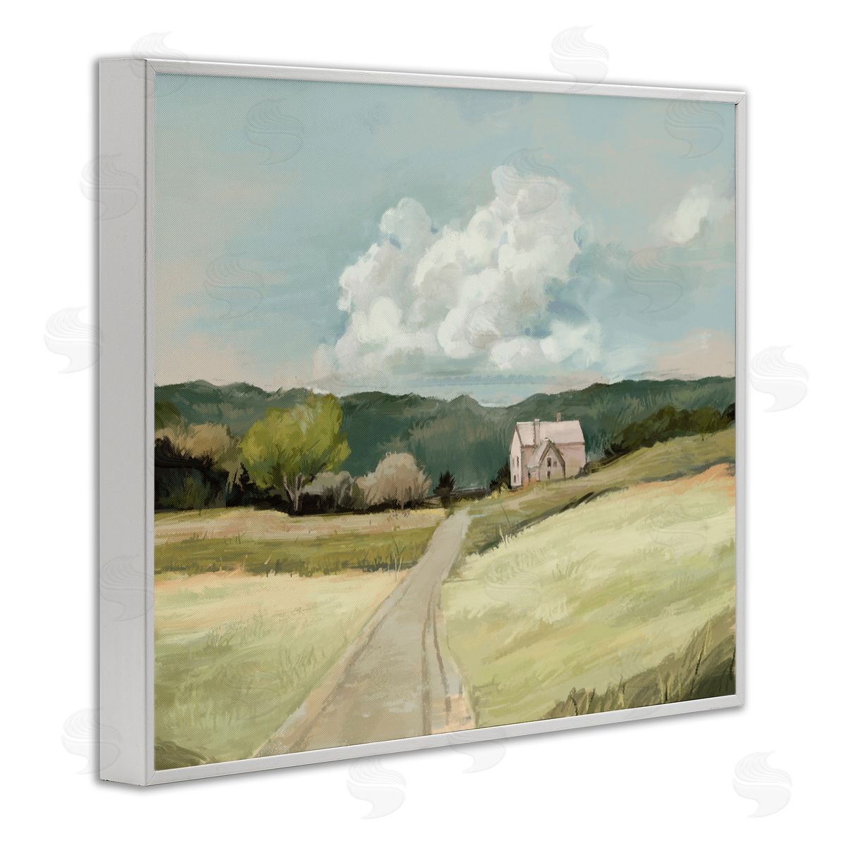 Road Leading Home Countryside White Frame Print Wall Art, Home Decor by Ziwei Li