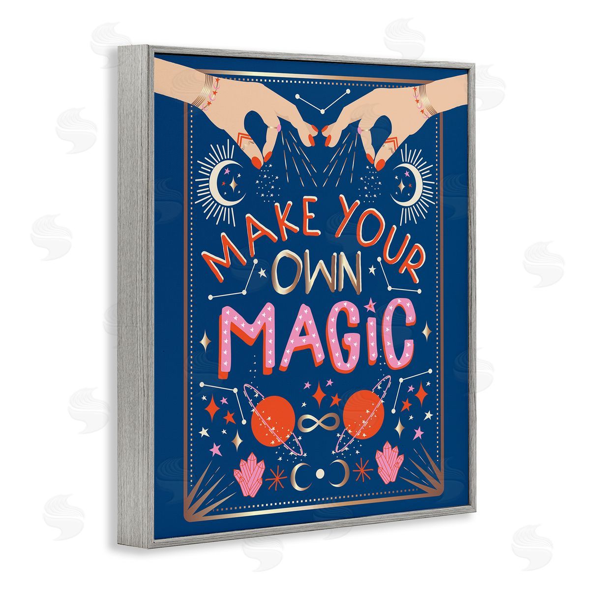 Hannah Heemsbergen Make Your Magic Phrase Fashion Hands and Constellations Gray Framed Giclee Wall Art