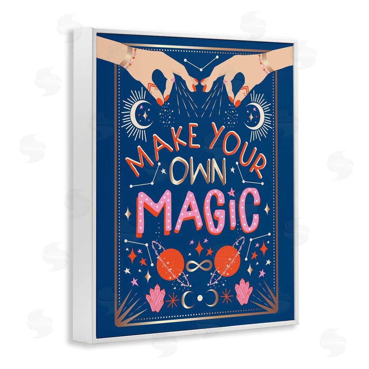 Hannah Heemsbergen Make Your Magic Phrase Fashion Hands and Constellations White Framed Giclee Wall Art