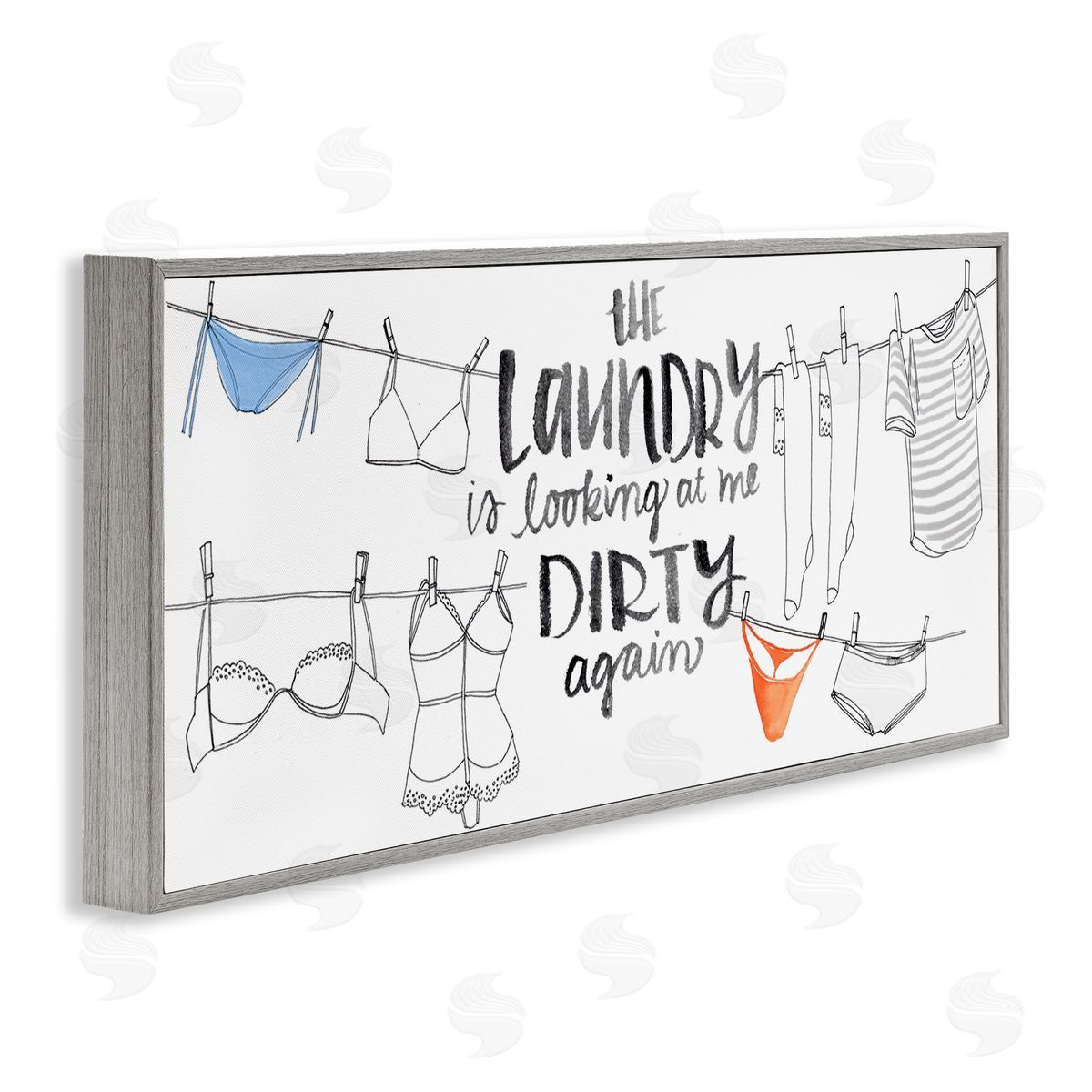 Jennifer Paxton Parker Laundry Looking at Me Dirty Phrase Vintage Clothesline Humor Gray Framed Giclee Wall Art