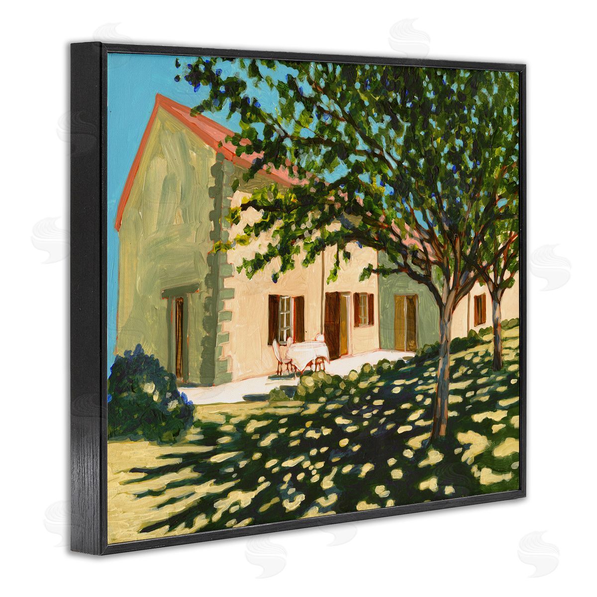 Bart E. Slyp Countryside Home Garden Landscape Tree Shade Black Framed Giclee Wall Art