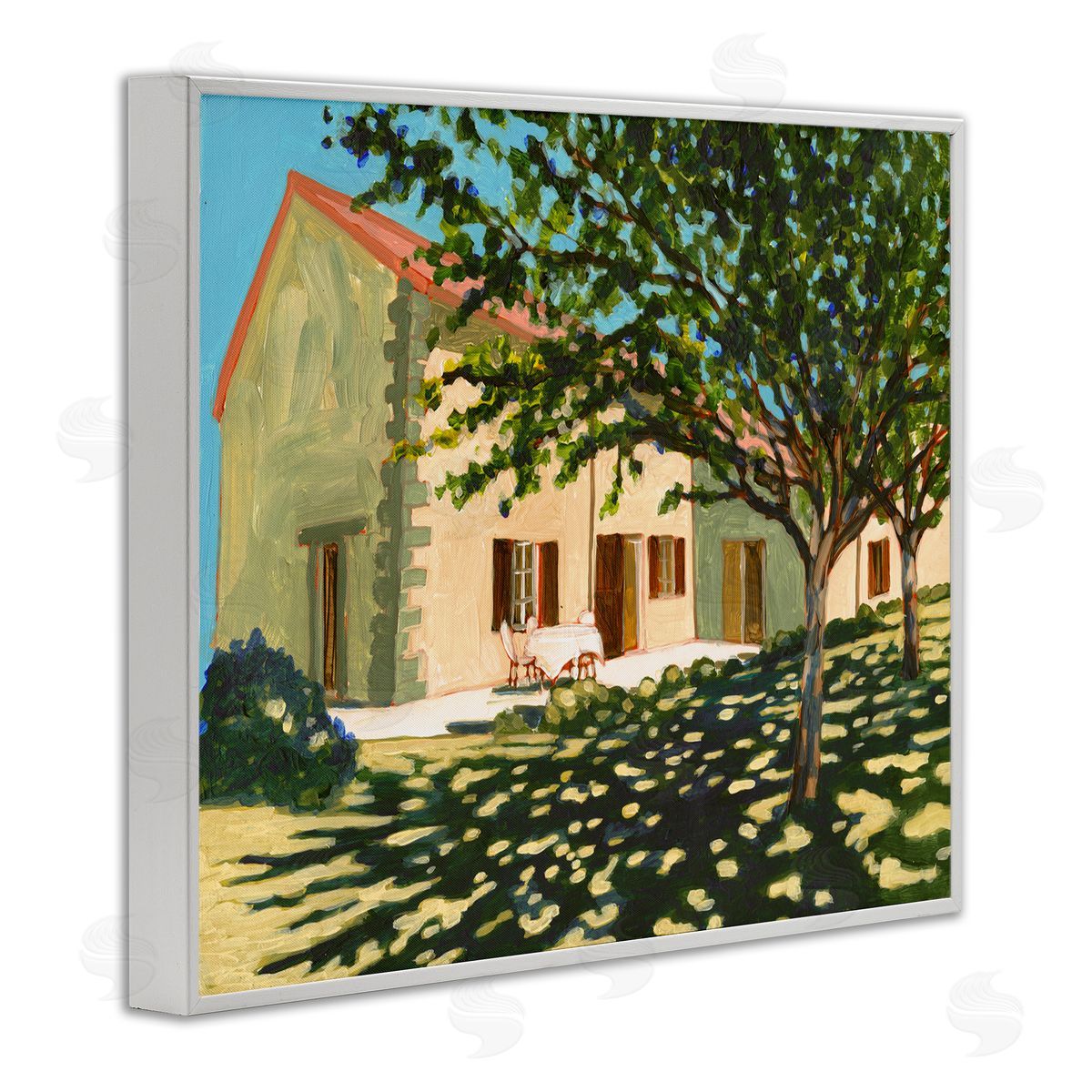 Bart E. Slyp Countryside Home Garden Landscape Tree Shade White Framed Giclee Wall Art