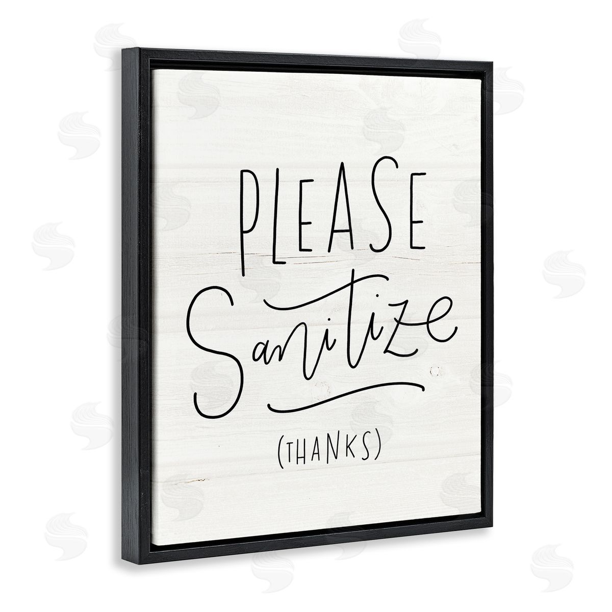 Loni Harris Please Sanitize Phrase Minimal Rustic Text Black Floater Frame Canvas Art