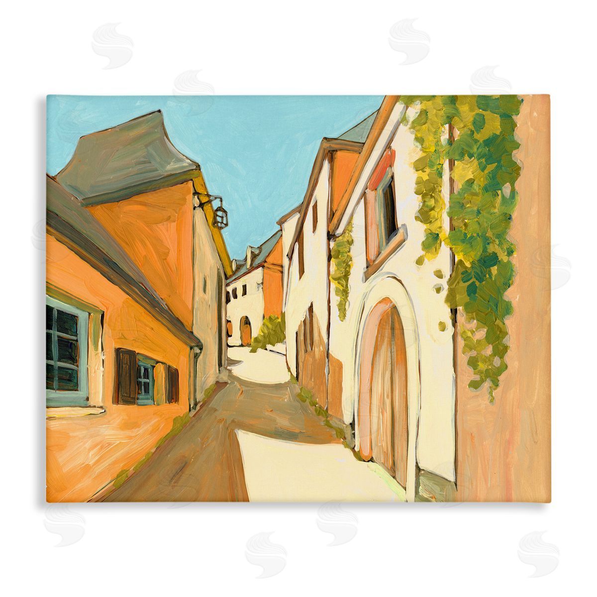 Bart E. Slyp Shadows Between Buildings European Country Road Canvas Wall Art