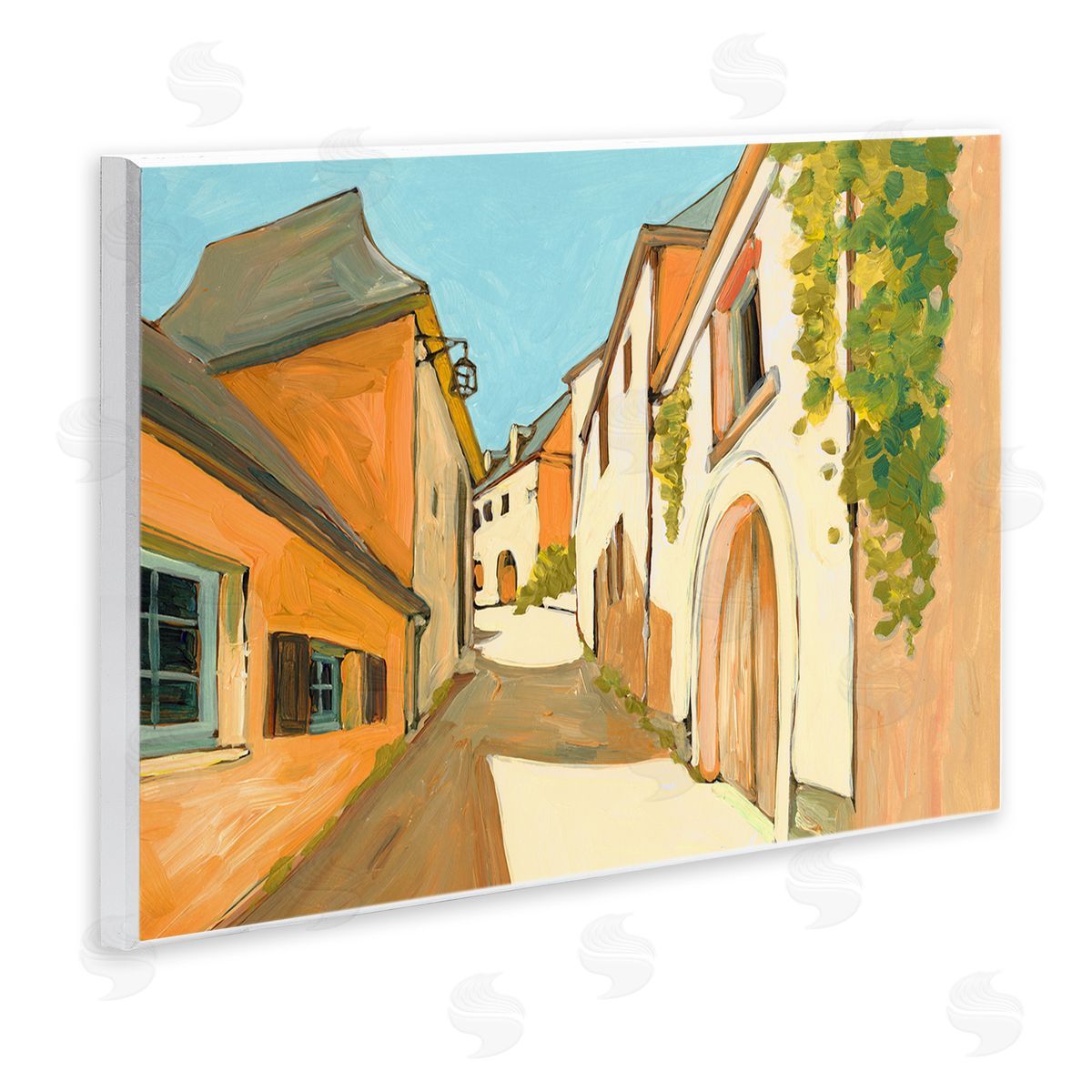 Bart E. Slyp Shadows Between Buildings European Country Road Wall Plaque Art