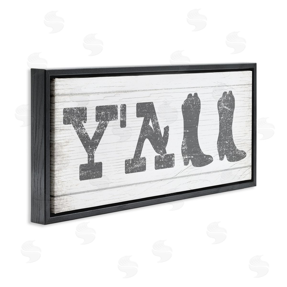 Stupell Studio Y'all Phrase Rural Cowboy Boot Typography Black Floater Frame Canvas Art