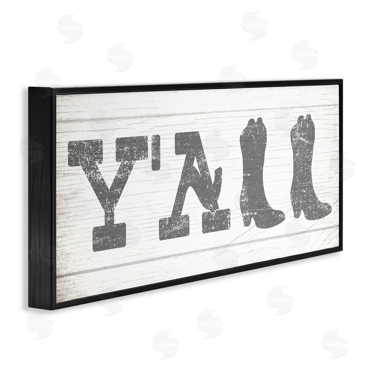 Stupell Studio Y'all Phrase Rural Cowboy Boot Typography Black Framed Giclee Wall Art