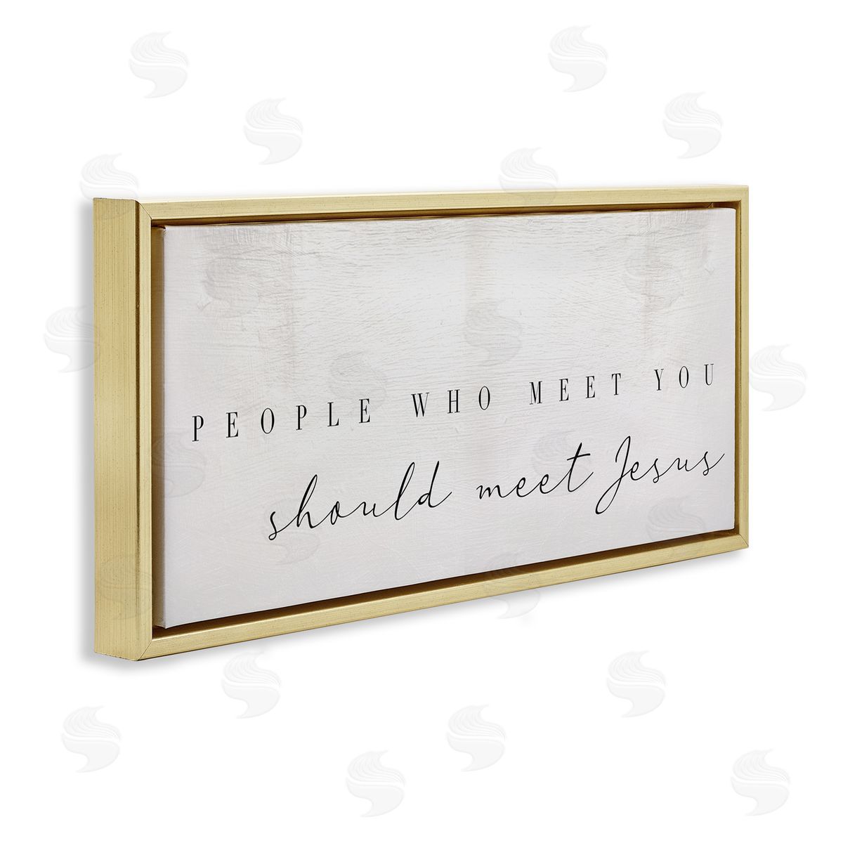 Stupell Studio People Who Meet You Phrase Faith Inspired Quote Gold Floater Frame Canvas Art
