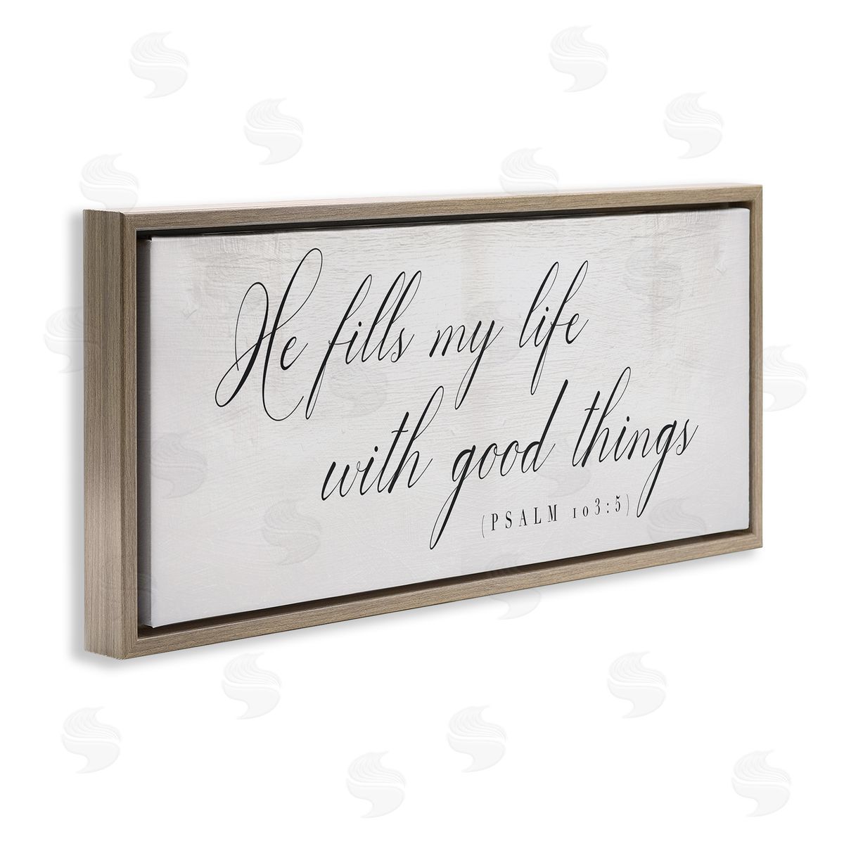 Stupell Studio He Fills My Life Phrase Elegant Faith Typography Brown Floater Frame Canvas Art