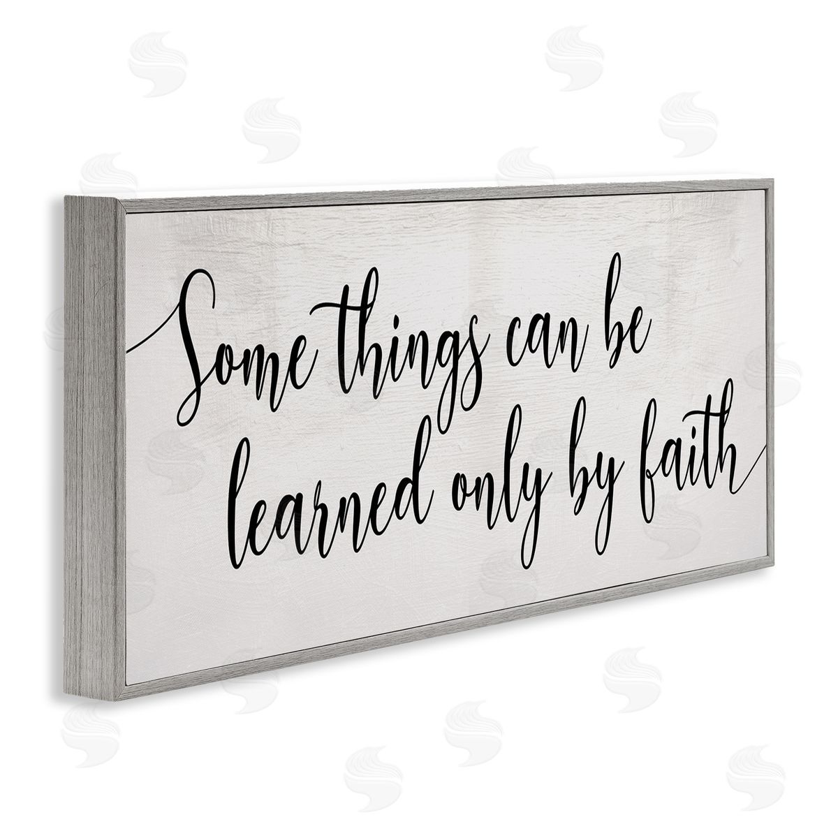 Stupell Studio Learned Only By Faith Phrase Bold Cursive Typography Gray Framed Giclee Wall Art
