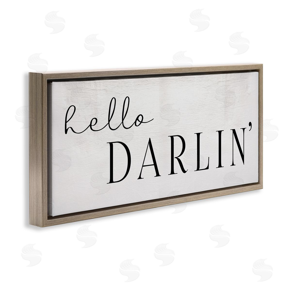 Stupell Studio Hello Darlin' Phrase Charming Southern Typography Brown Floater Frame Canvas Art