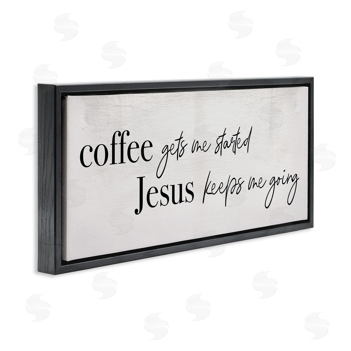 Stupell Studio Jesus Keeps Me Going Phrase Coffee Drink Inspired Black Floater Frame Canvas Art
