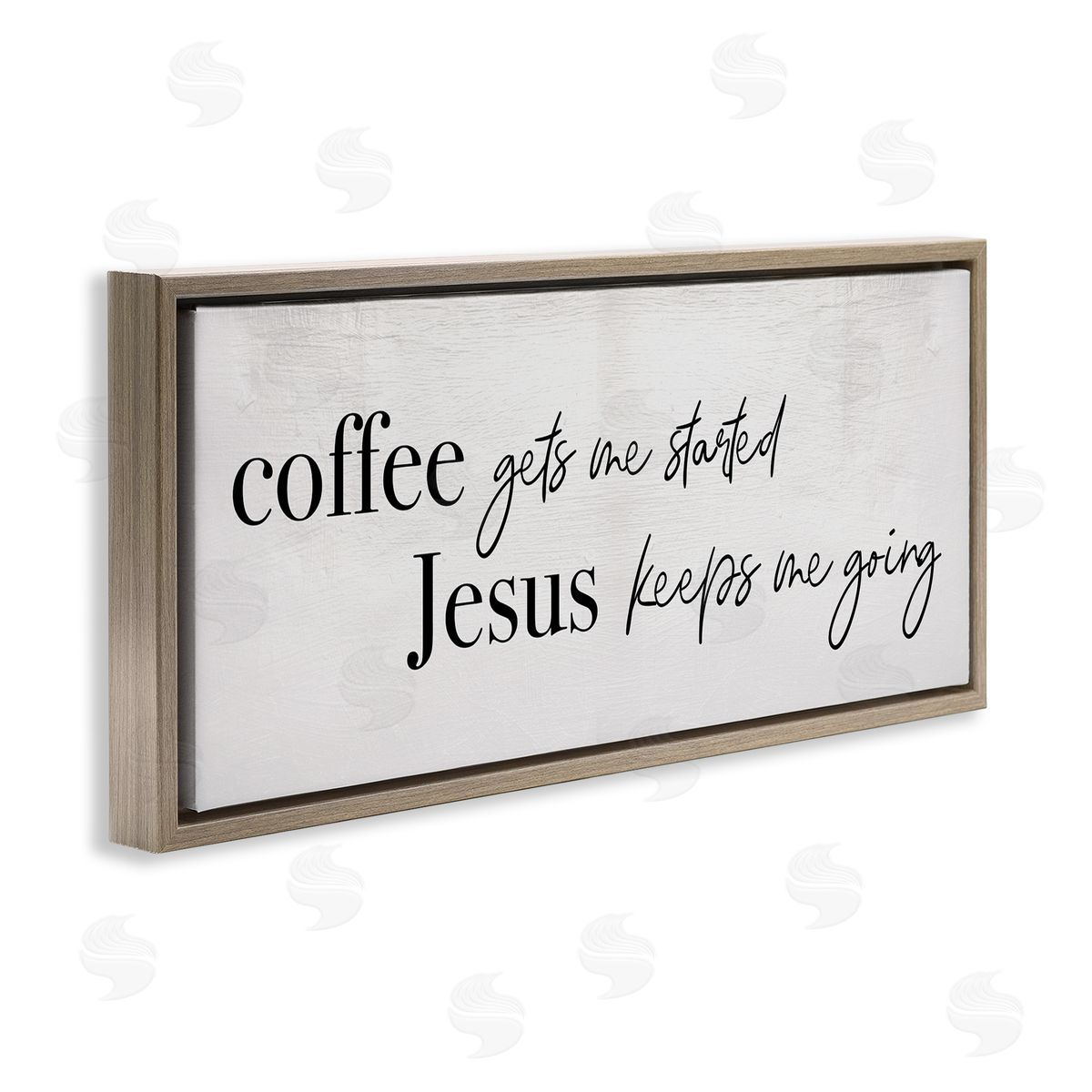 Stupell Studio Jesus Keeps Me Going Phrase Coffee Drink Inspired Brown Floater Frame Canvas Art