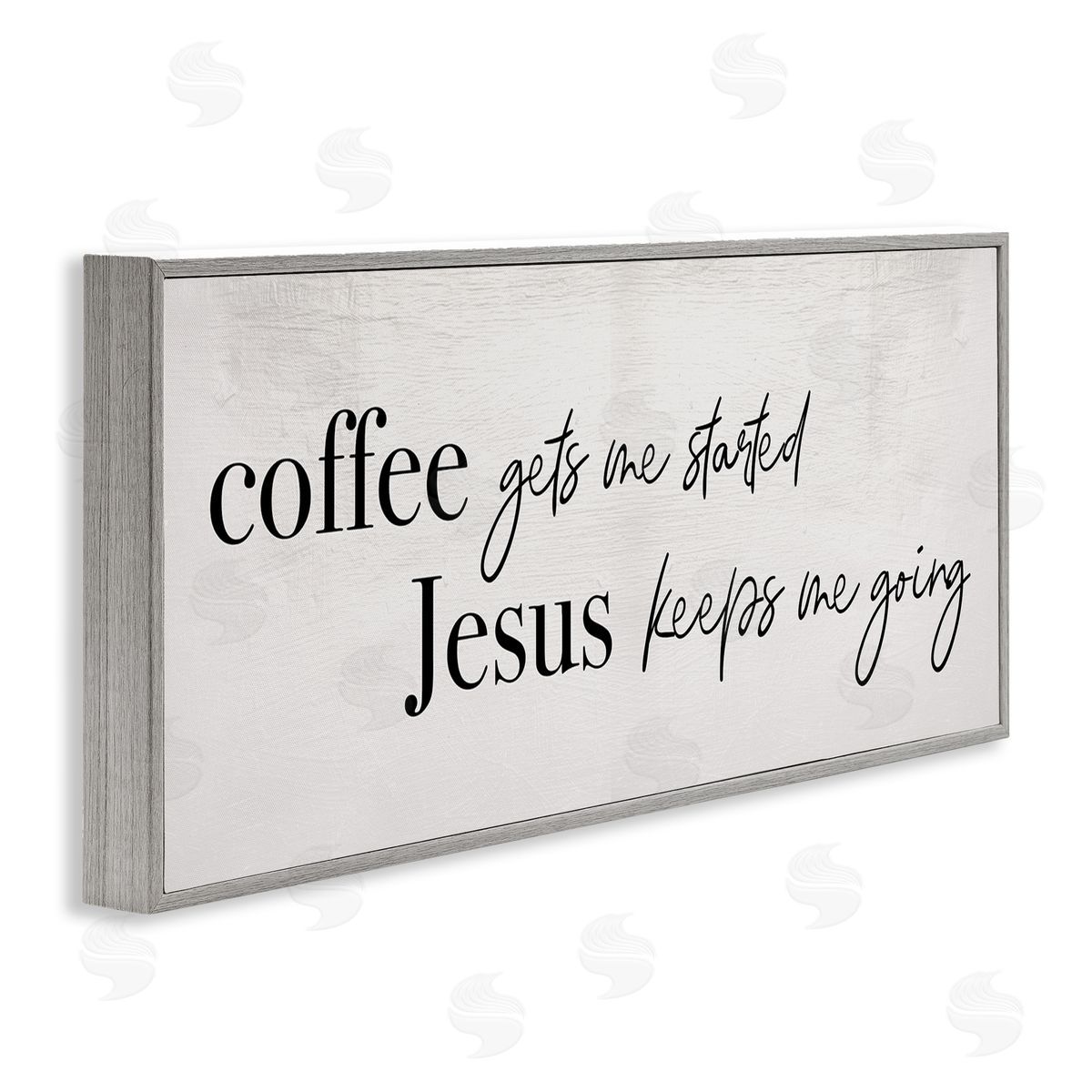 Stupell Studio Jesus Keeps Me Going Phrase Coffee Drink Inspired Gray Framed Giclee Wall Art