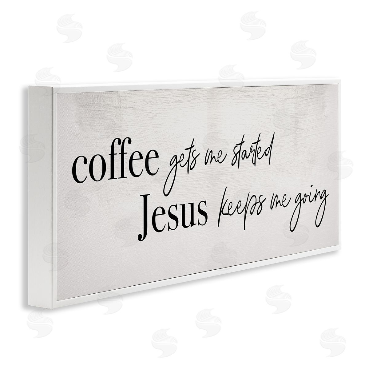 Stupell Studio Jesus Keeps Me Going Phrase Coffee Drink Inspired White Framed Giclee Wall Art